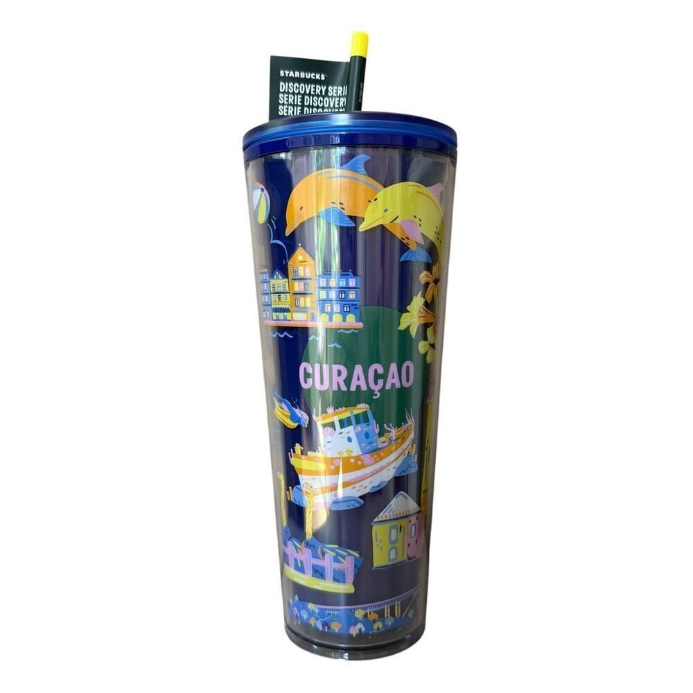 Starbucks Curaçao Discovery Series 24oz tumbler vibrant blue design New